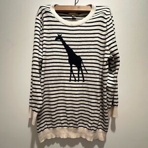 Striped Silk Sweater with Giraffe Design